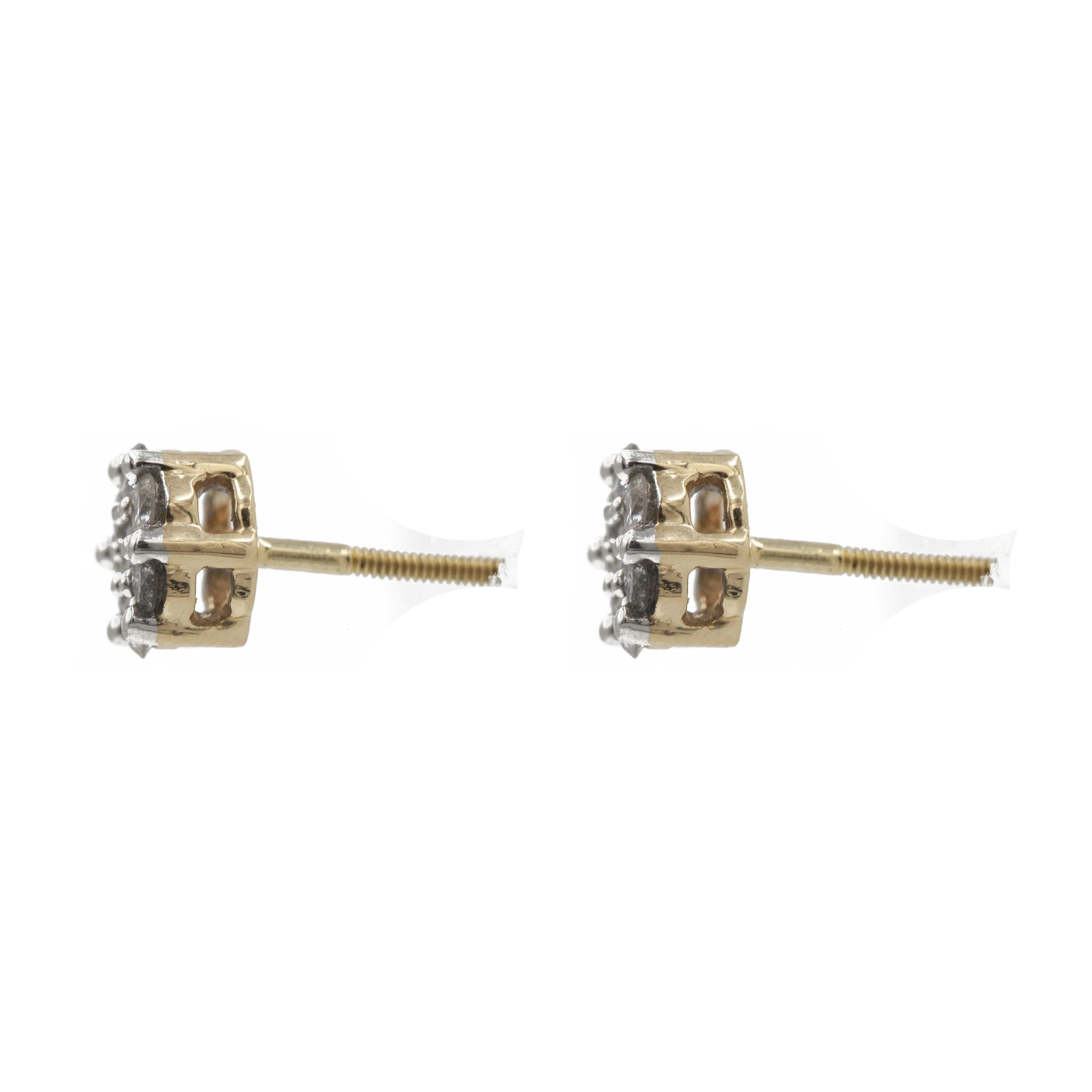 0.5 ct Diamond Cluster Earrings in 14k Yellow Gold