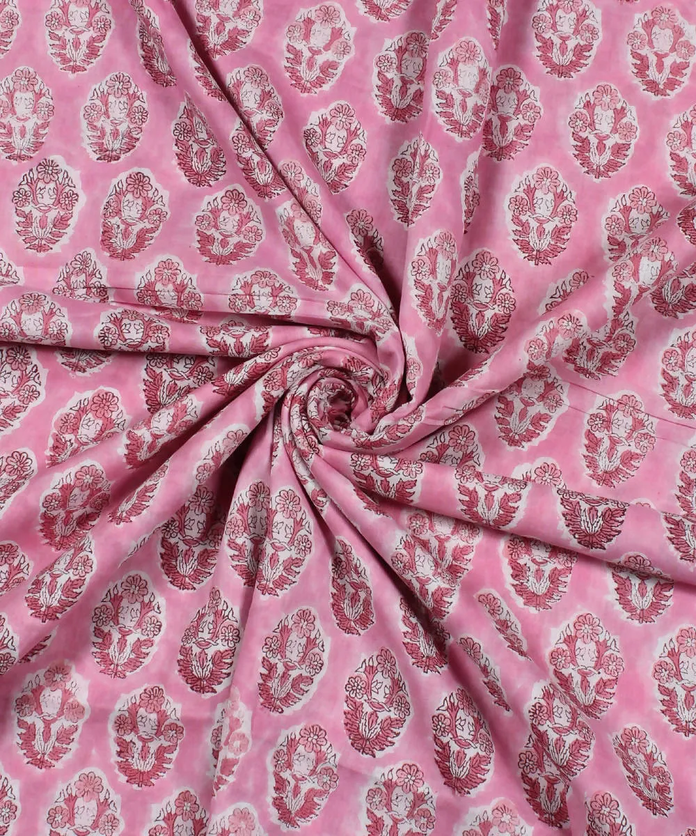 0.7m Pale Pink Handblock Print Cotton Fabric