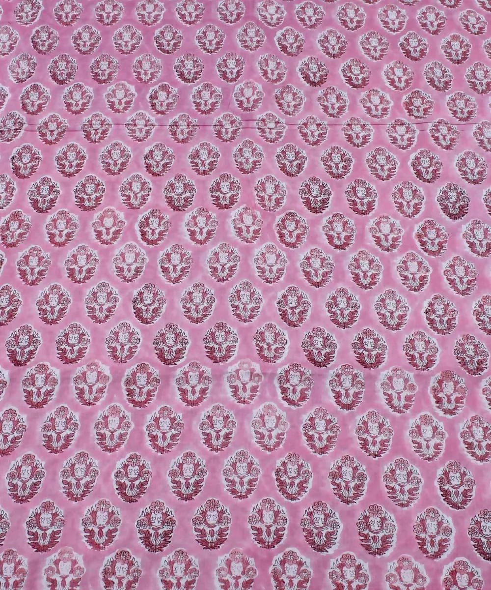 0.7m Pale Pink Handblock Print Cotton Fabric