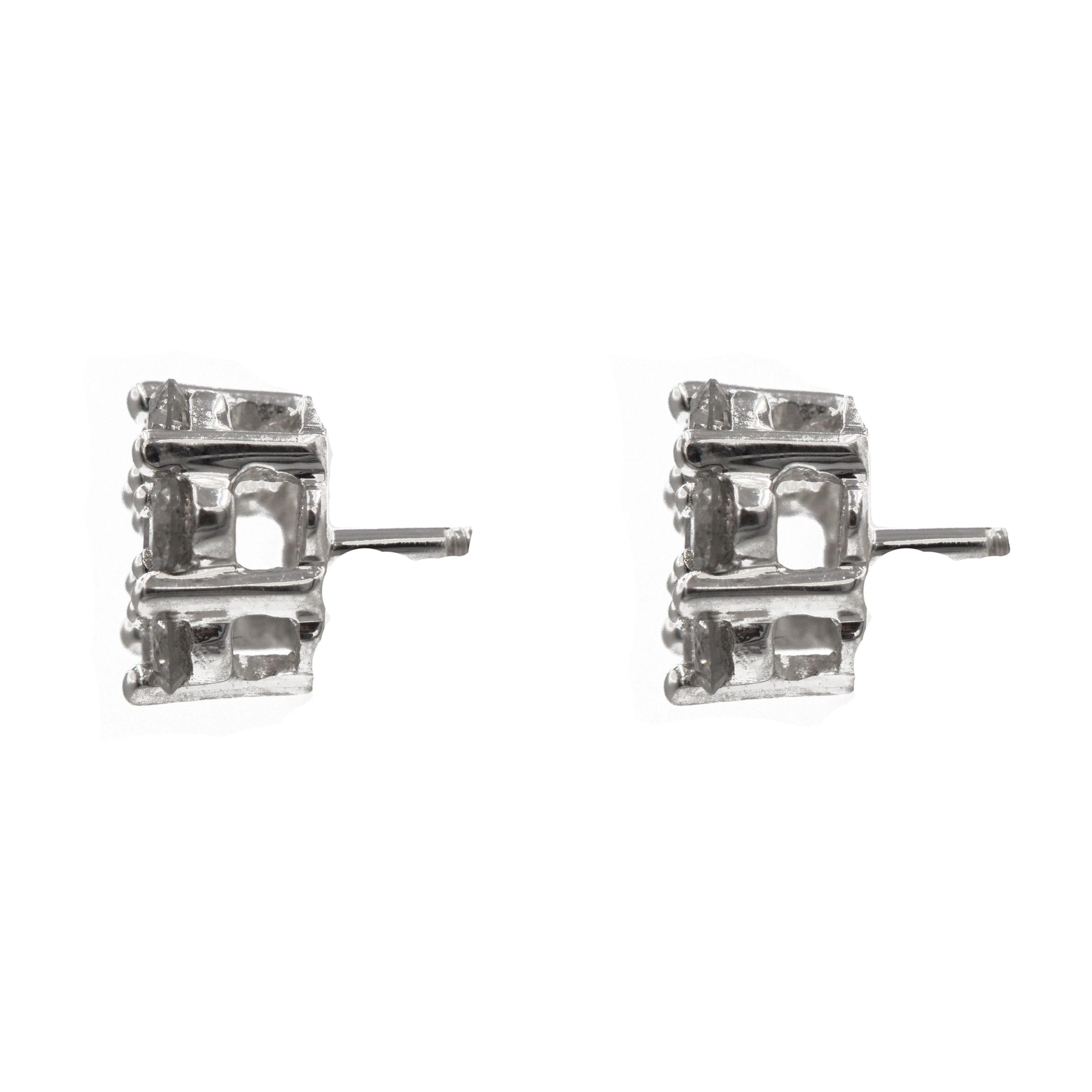 1 ct Diamond Cluster Earrings in 14k white gold