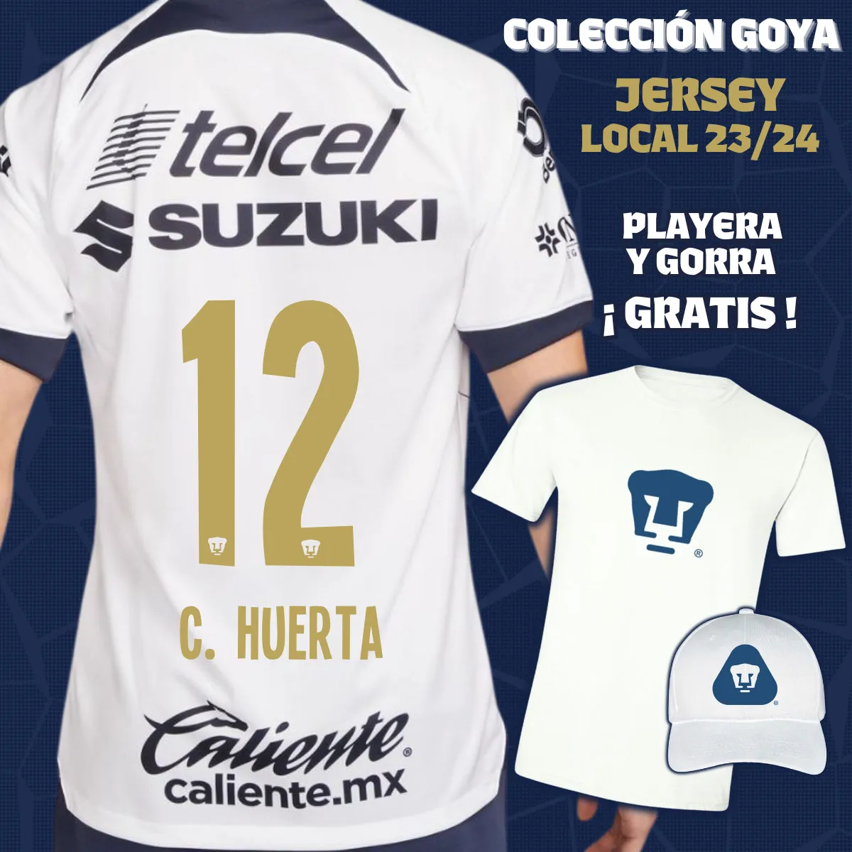 12 César Huerta - Colección Goya Hombre - Jersey Local   Playera y Gorra de Regalo