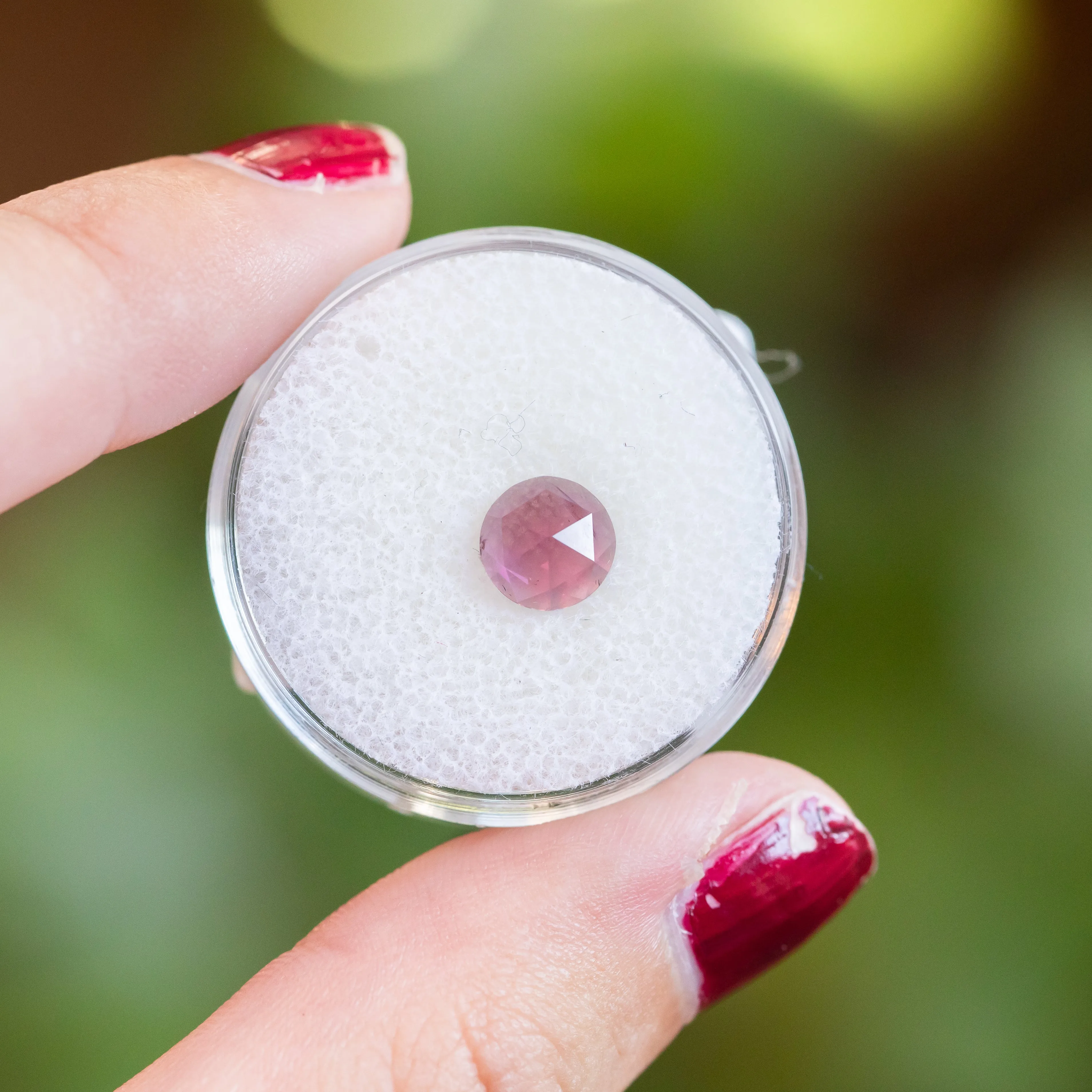 1.20CT ROUND ROSECUT GARNET, RASPBERRY PINK, 6.7MM