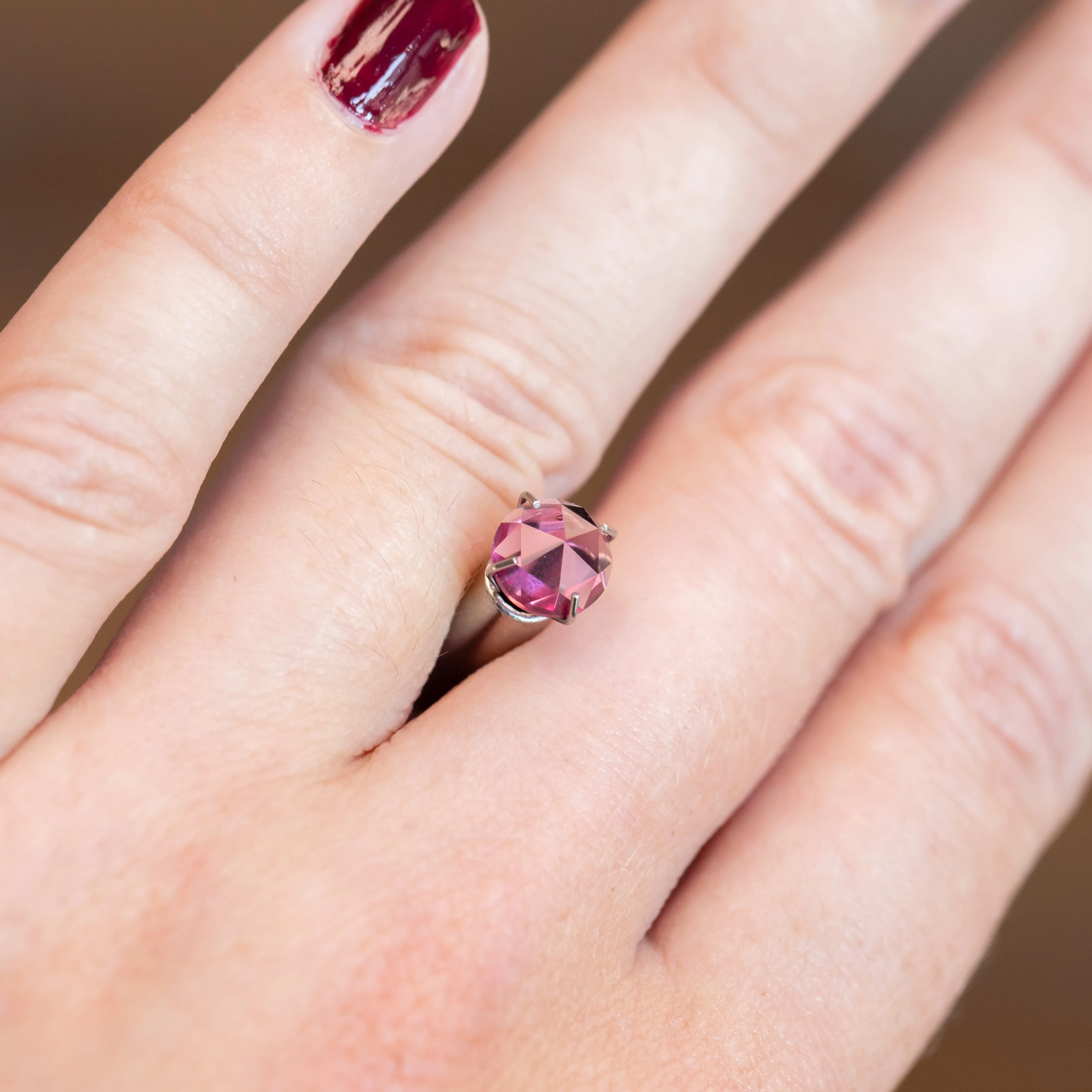 1.20CT ROUND ROSECUT GARNET, RASPBERRY PINK, 6.7MM