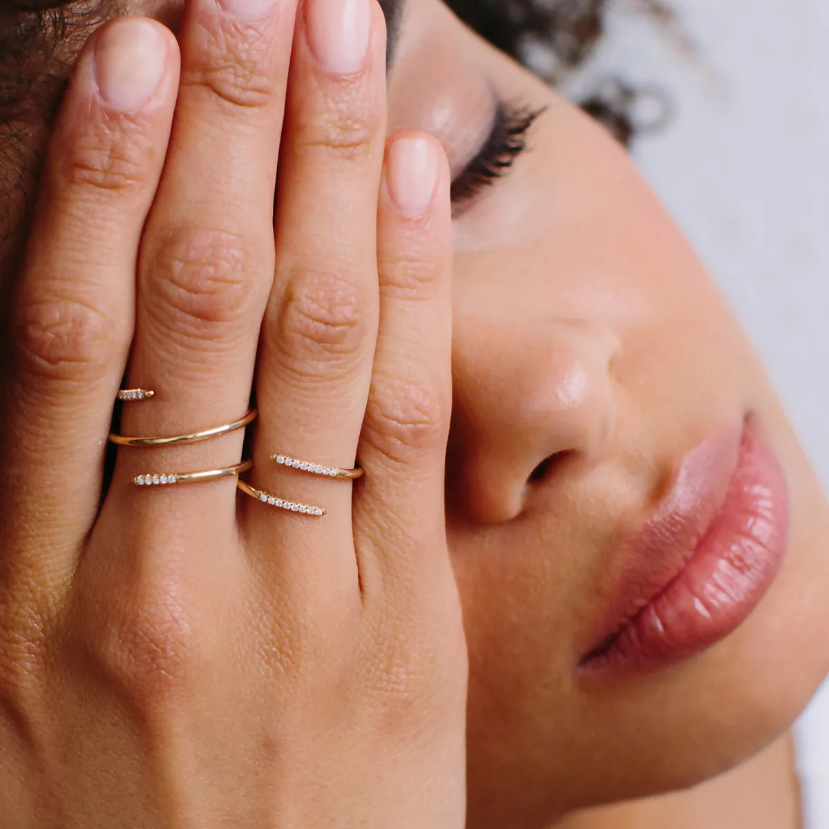 14k Pavé Diamond Double Wrap Ring