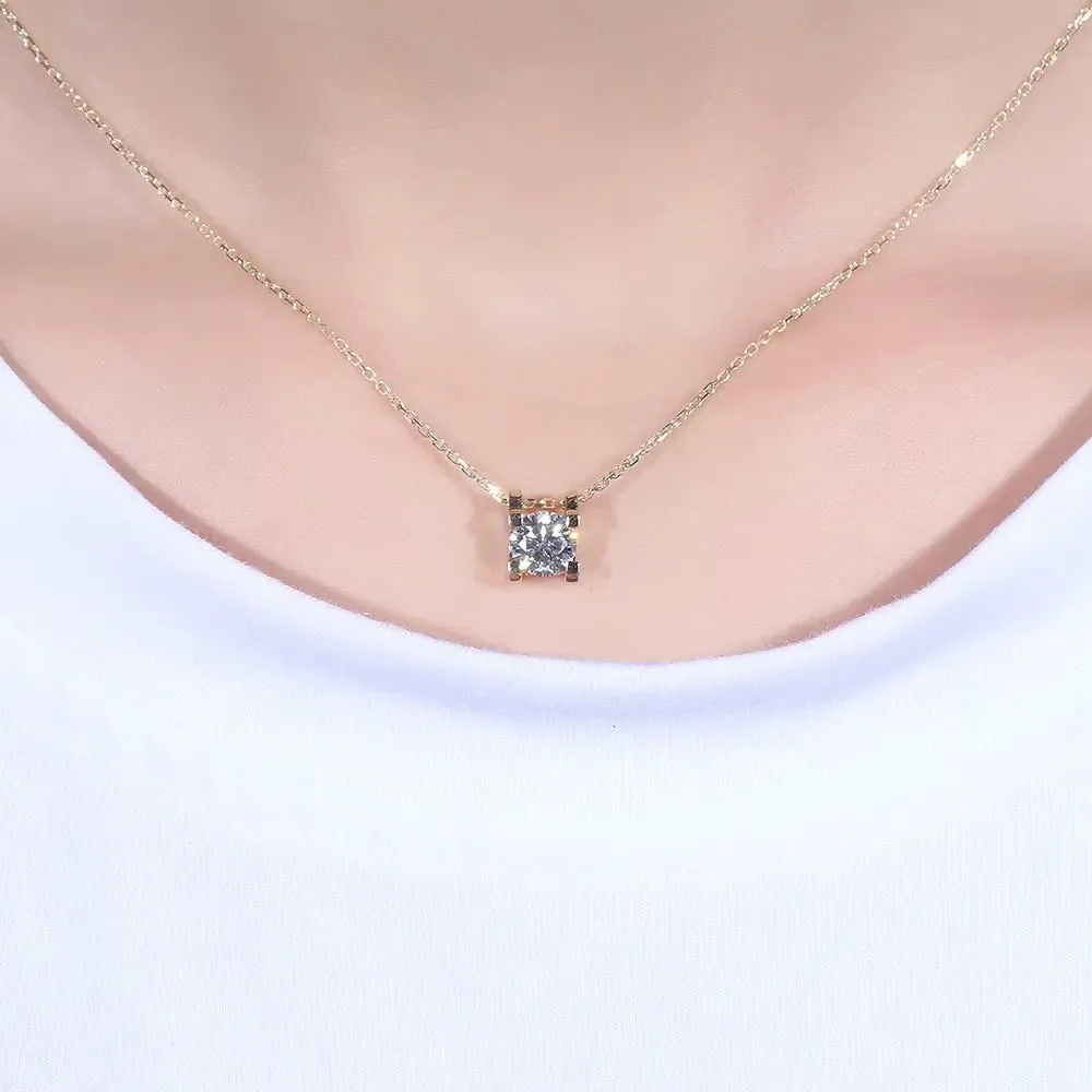 14k Yellow Gold Moissanite Necklace 1ct