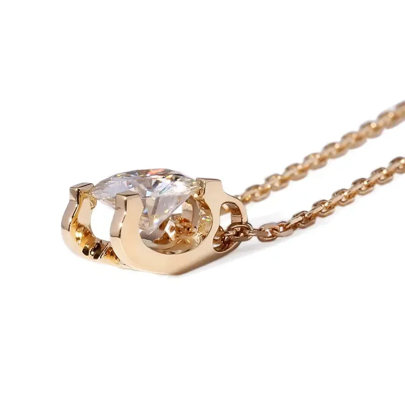 14k Yellow Gold Moissanite Necklace 1ct