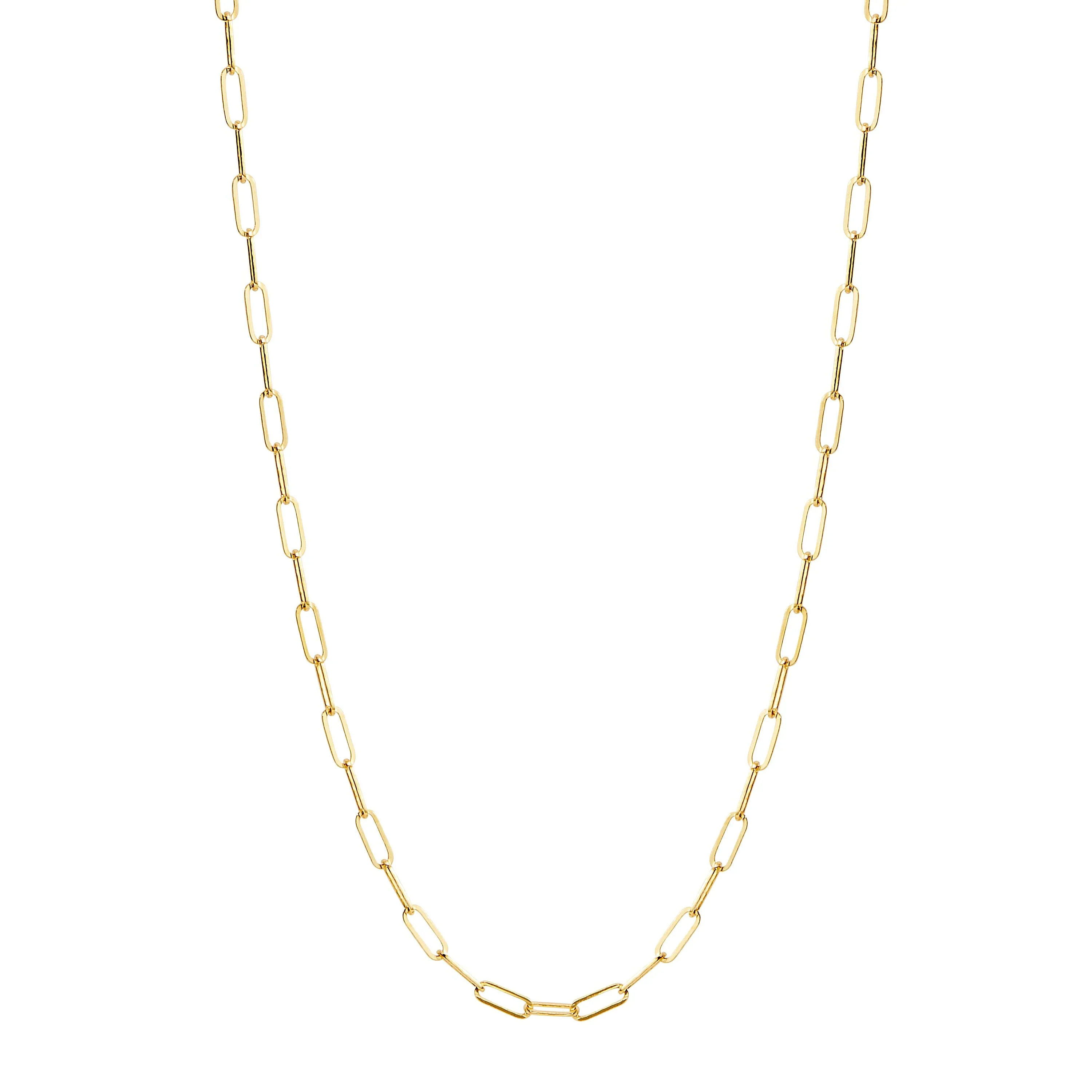 18 Karat Yellow Gold Solid Thin Paper Clip Chain