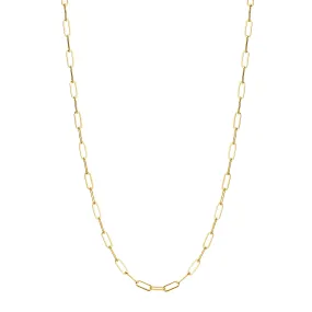 18 Karat Yellow Gold Solid Thin Paper Clip Chain