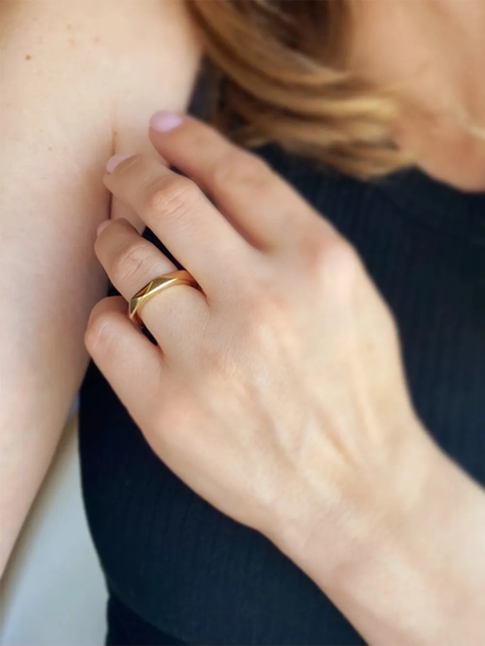 18k Gold Filled Faceted Band Ring