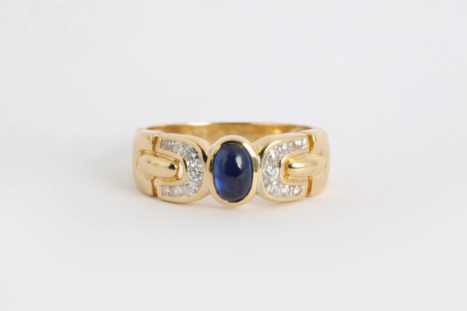 18k Yellow Gold 0.69tcw Sapphire 0.30tcw Diamond Ring Size 7 (4.34g.)