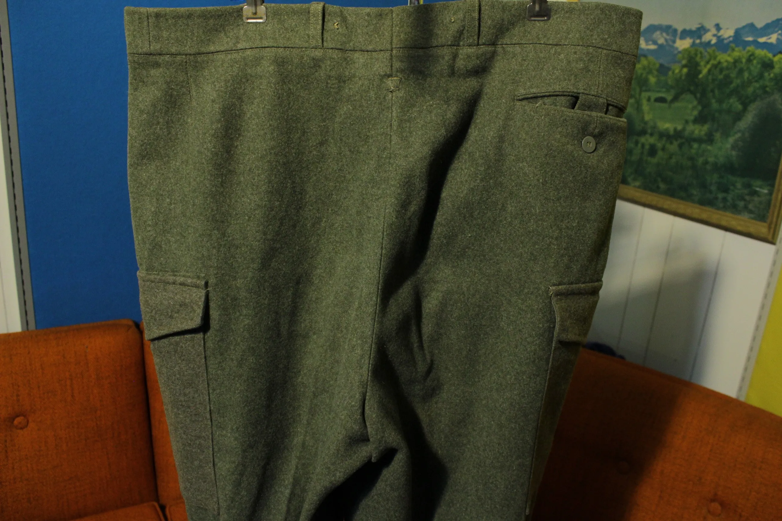 1955 Swedish Military Crown Pants Vintage Heavy Wool Cargo Soderbergs Upsala