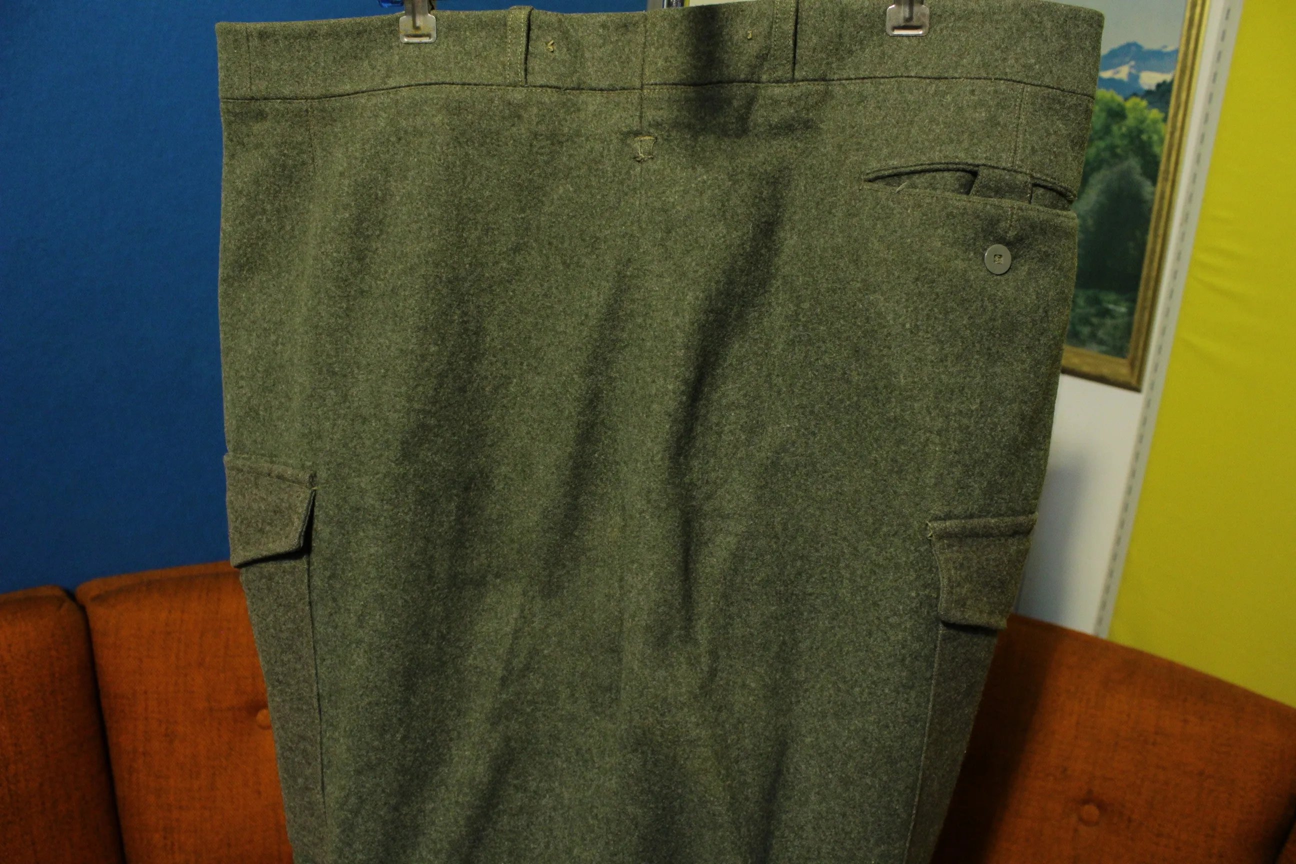 1955 Swedish Military Crown Pants Vintage Heavy Wool Cargo Soderbergs Upsala