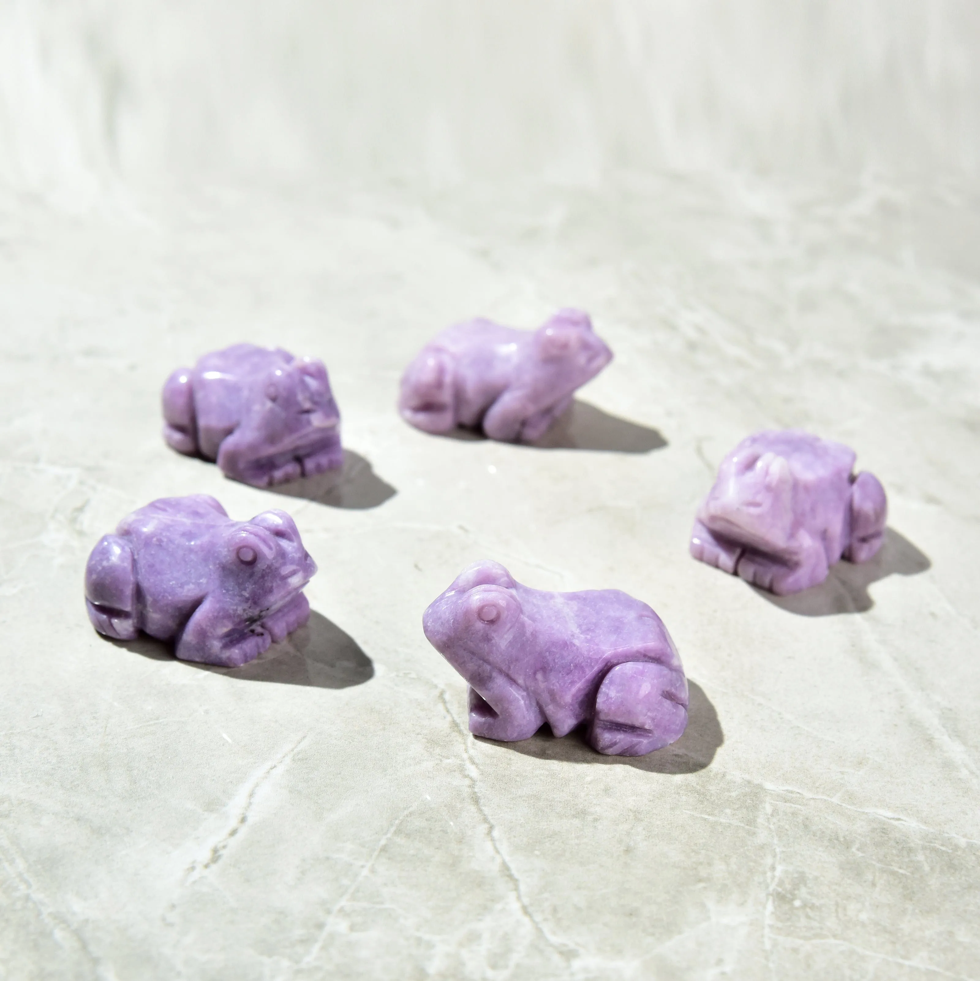 2 Lepidolite Frog Natural Gemstone Carving