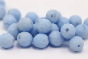 24 Pcs Czech Glass Ice Blue 9 Mm Faceted Beads Cf-03