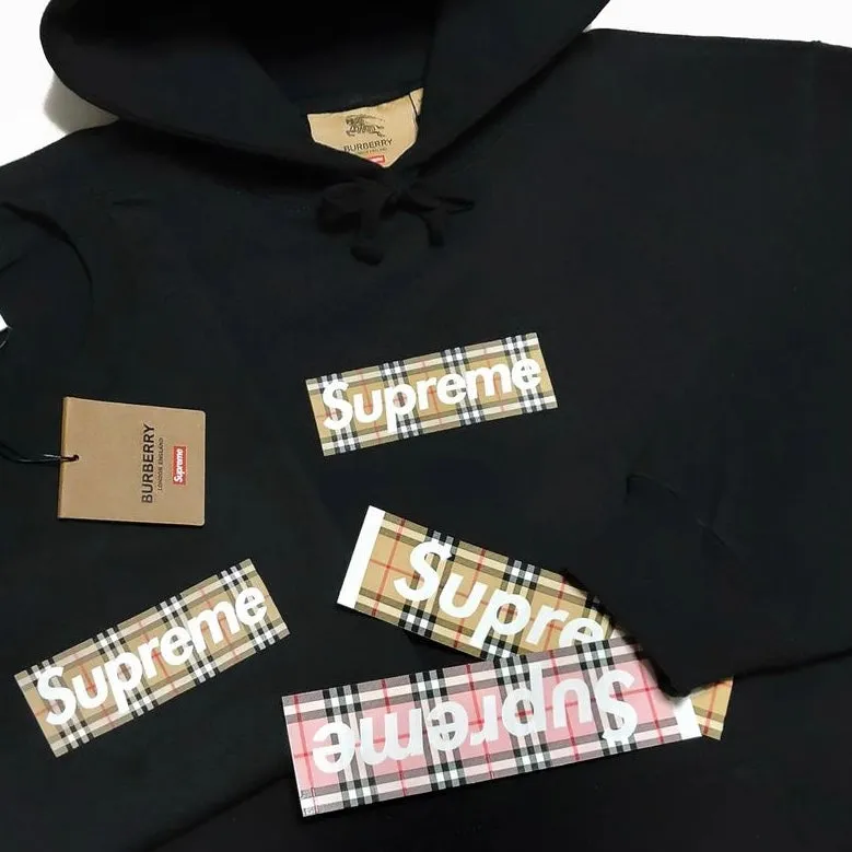 (40% Off) SUPREME X BURBERRY Box Logo Hoodie Black