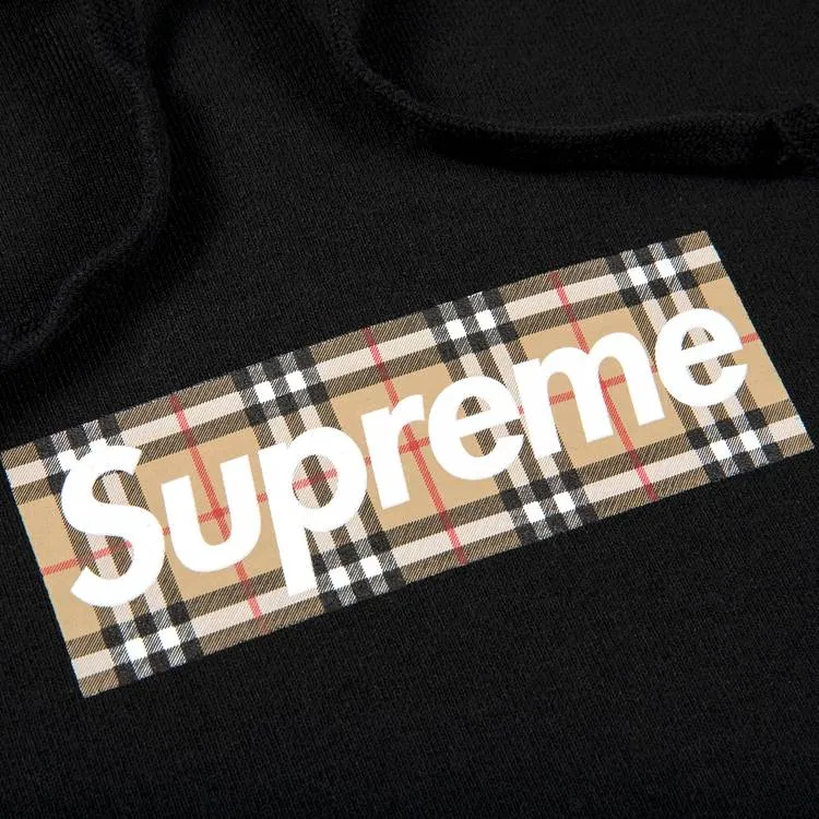 (40% Off) SUPREME X BURBERRY Box Logo Hoodie Black