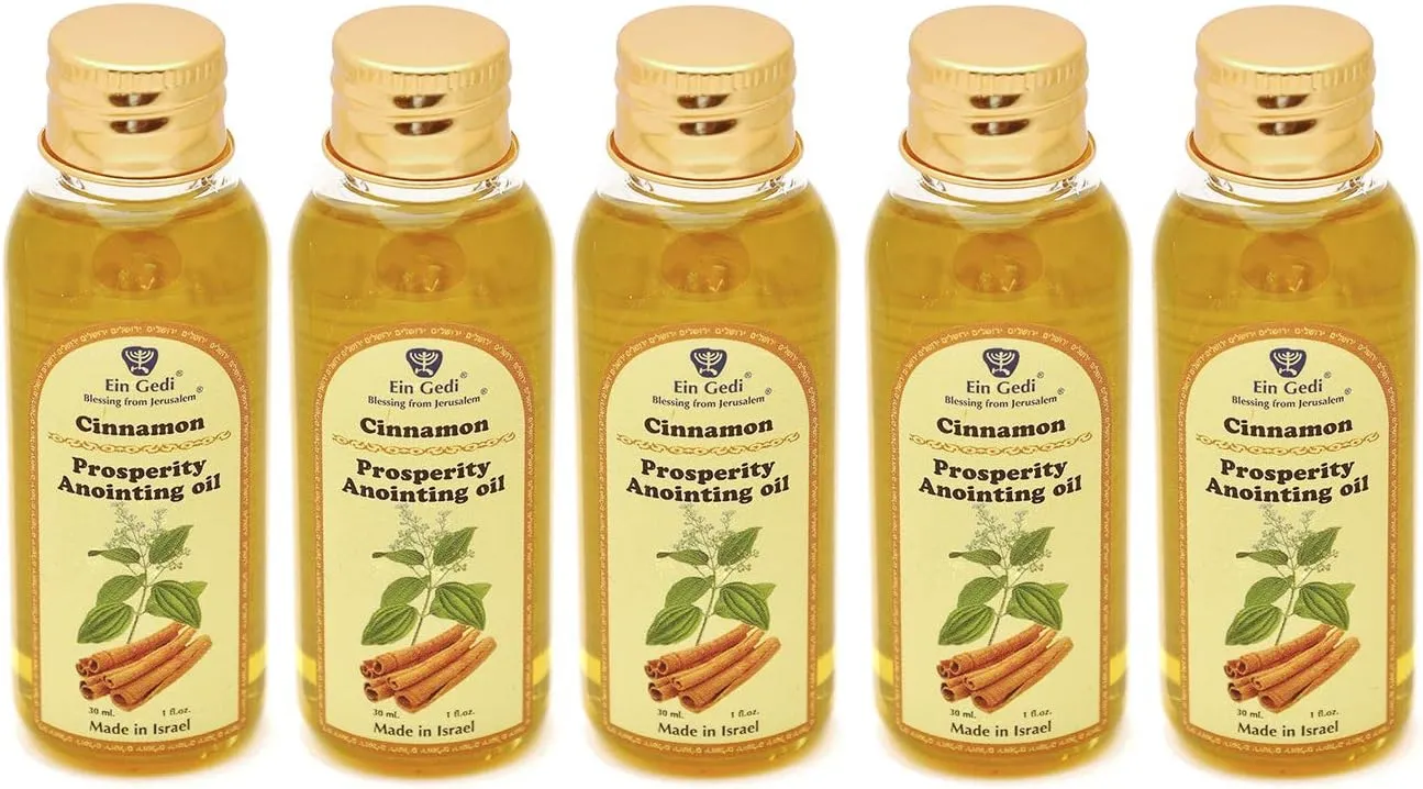 5 x Anointing Oil Cinnamon Prosperity 30 ml. - 1 fl. oz. From the Holyland