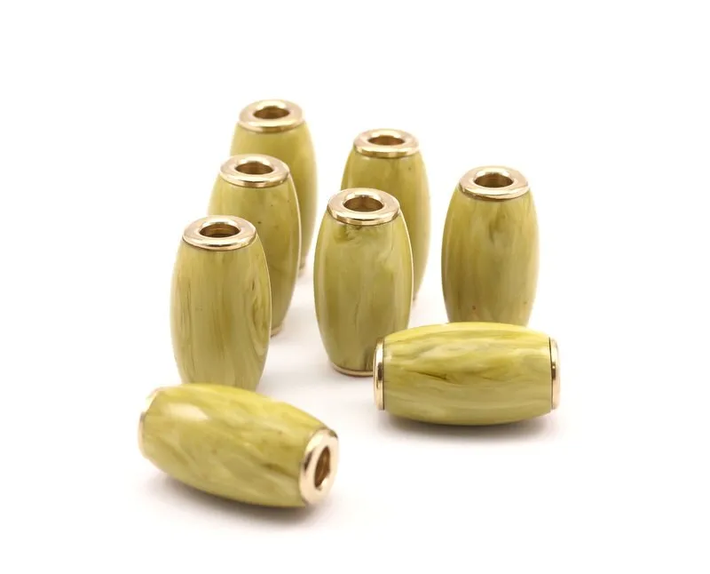 6 Brass Polyester Olive Beads (31x17mm)  Hole Size 6mm  N8