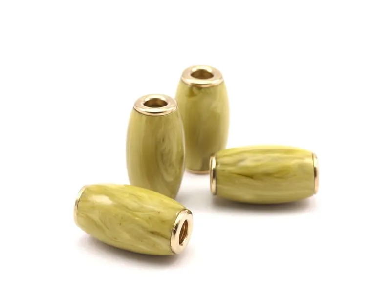 6 Brass Polyester Olive Beads (31x17mm)  Hole Size 6mm  N8