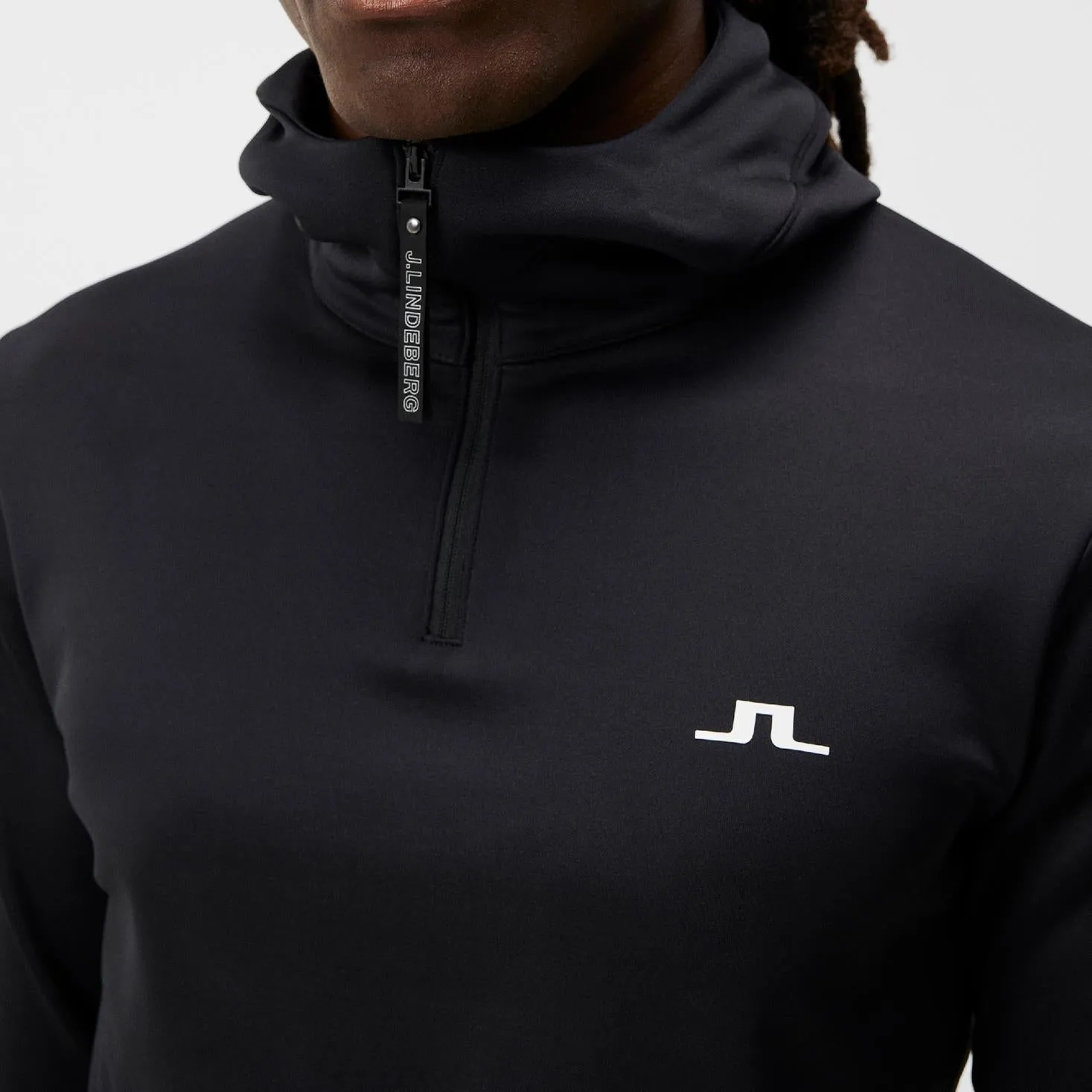 Aerial Quarter Zip Hoodie Black - AW23