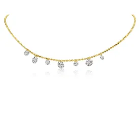 AFJ Diamond Collection - 7 Stone Diamond Necklace, Yellow Gold