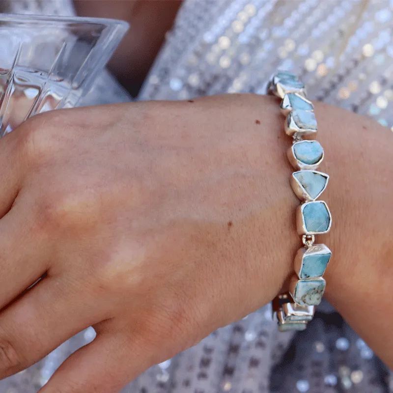 Amoli Larimar Silver Gemstone Bracelet