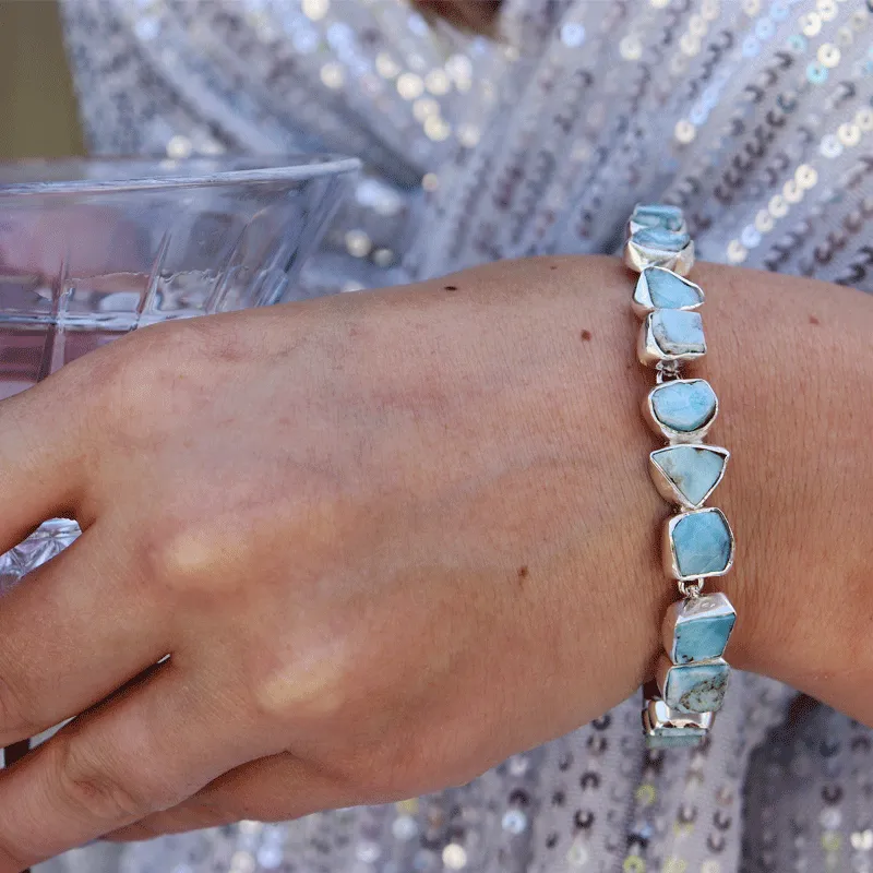 Amoli Larimar Silver Gemstone Bracelet