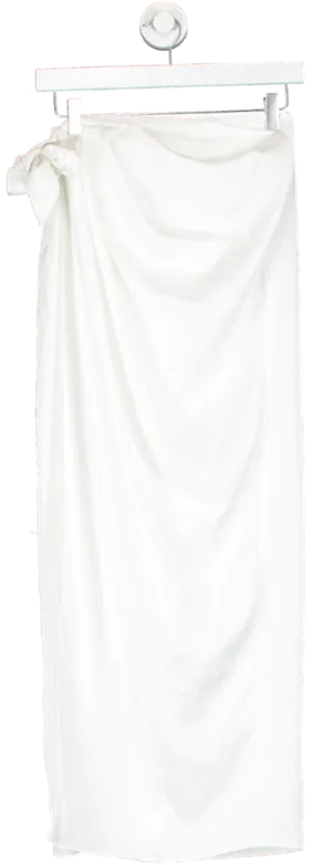 ASOS White Satin Sarong Wrap Maxi Skirt UK 6