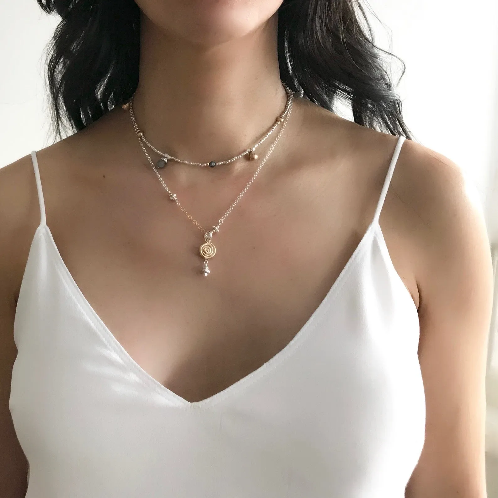 Athena Petite Bronze Labyrinth Necklace