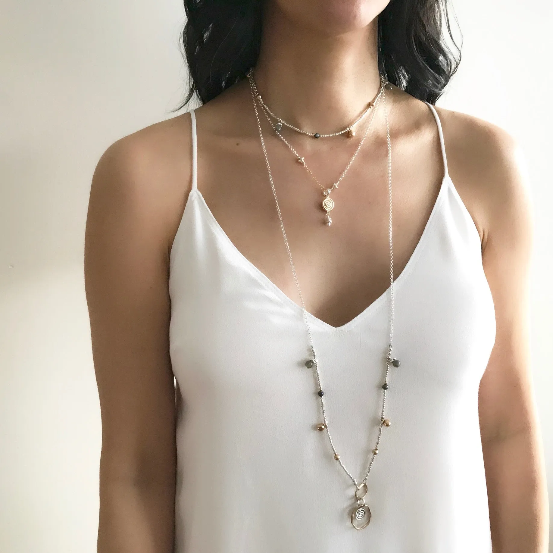 Athena Petite Bronze Labyrinth Necklace