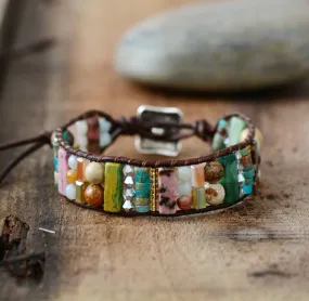 Aurora Borealis Patchwork Mix Stones Wrap Bracelet