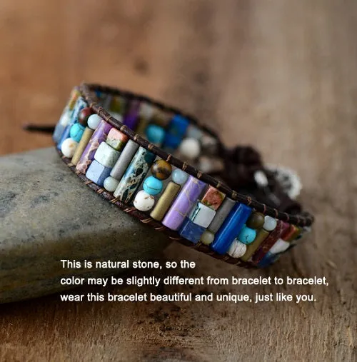 Aurora Borealis Patchwork Mix Stones Wrap Bracelet