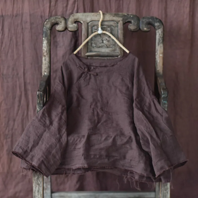 Babakud Retro Solid Loose Linen Sweater