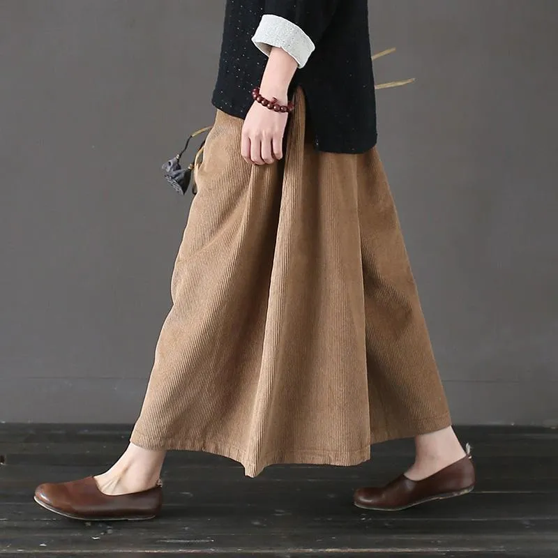 BABAKUD Spring Autumn Loose Trousers Retro Corduroy Wide Leg Pants