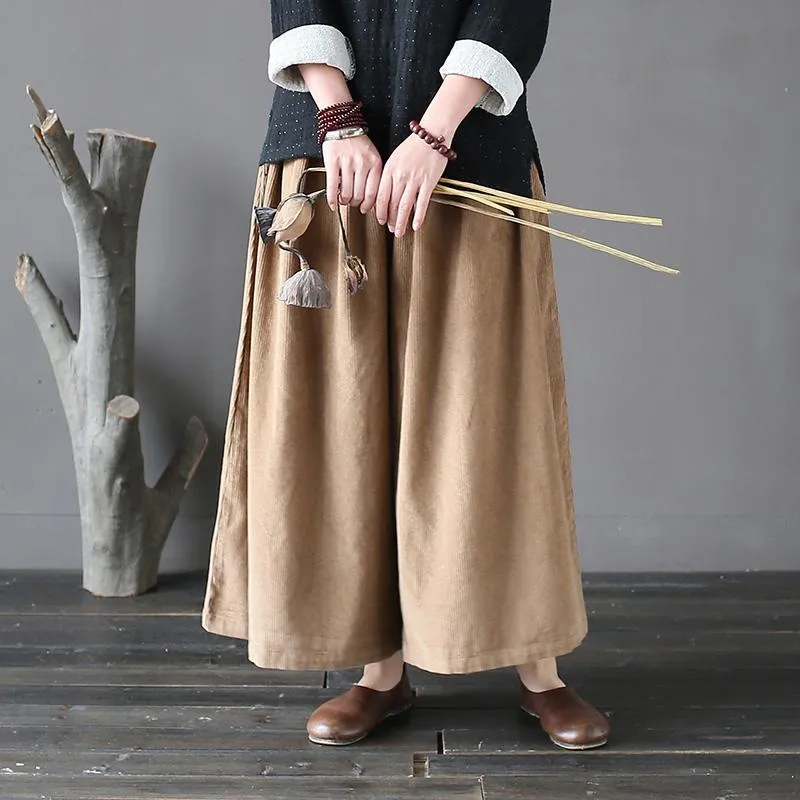 BABAKUD Spring Autumn Loose Trousers Retro Corduroy Wide Leg Pants