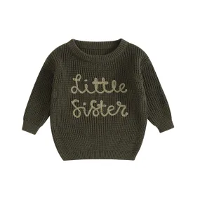 Baby Girls Deluxe Sweater - LITTLE SISTER - to 18M