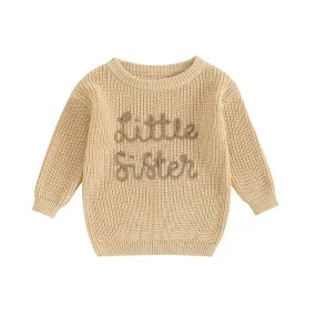 Baby Girls Deluxe Sweater - LITTLE SISTER - to 18M