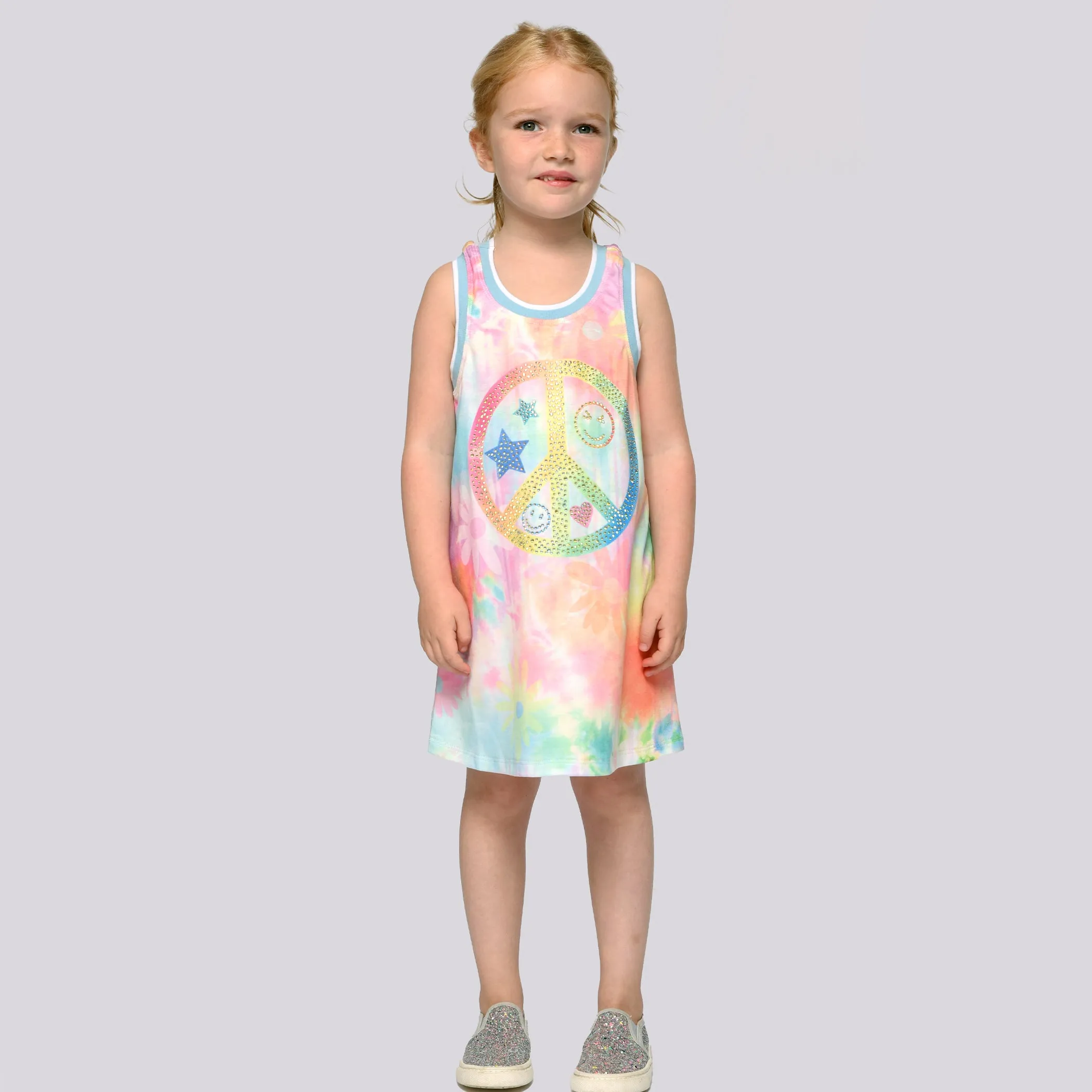 Baby Sara Peace Sign Print A-Line Dress