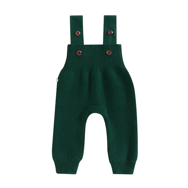 Baby/Toddler Sweater Knit Button Close Suspender Jumpsuit  Boys Girls