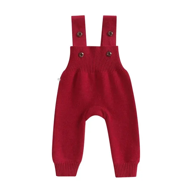 Baby/Toddler Sweater Knit Button Close Suspender Jumpsuit  Boys Girls