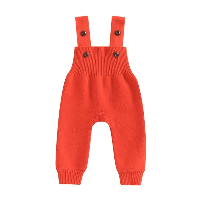 Baby/Toddler Sweater Knit Button Close Suspender Jumpsuit  Boys Girls