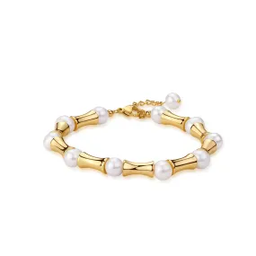 Bamboo Chain Pearl Bracelet