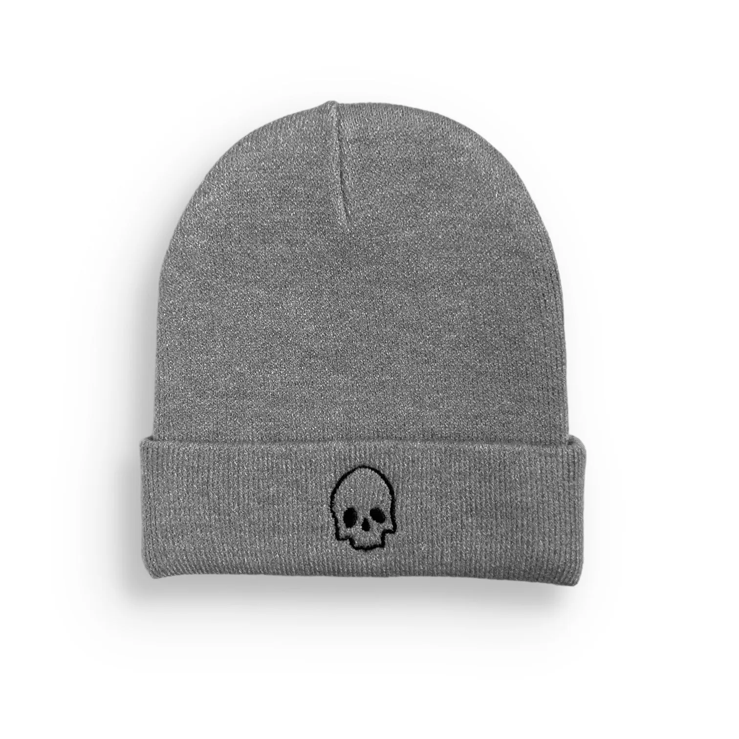 BAMBOO CUFF SKULL BEANIE- GREY