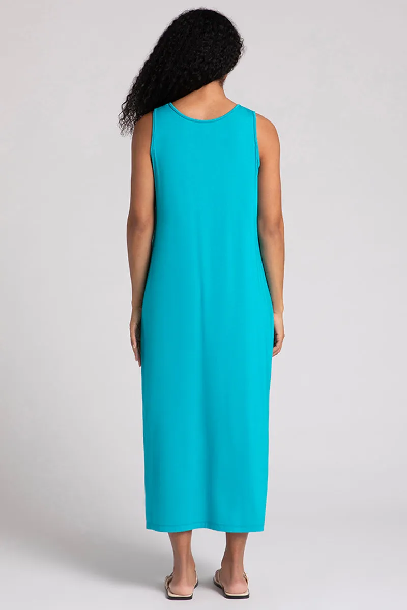 Bamboo Reversible Slit Tank Dress | Turquoise