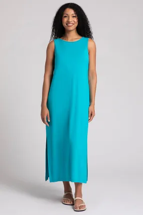 Bamboo Reversible Slit Tank Dress | Turquoise