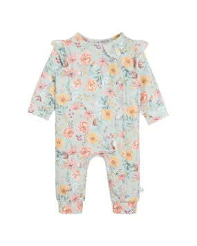 Bebe Olive Print LS Zip Romper