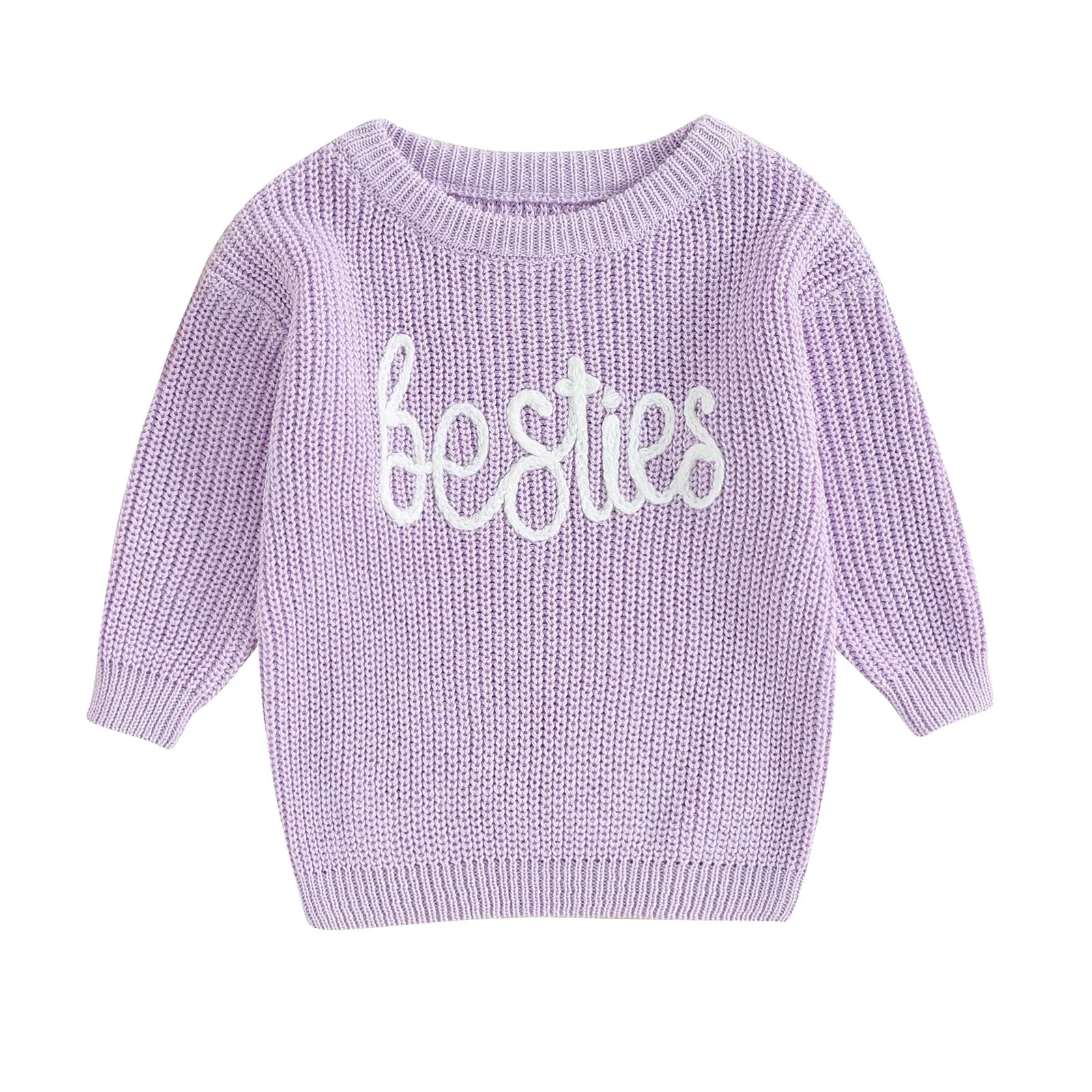 BESTIES - Purple Baby Girl Deluxe Sweater Layette Fall Winter