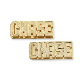 Better Jewelry Block Double Nameplate 14K Gold Stud Earrings