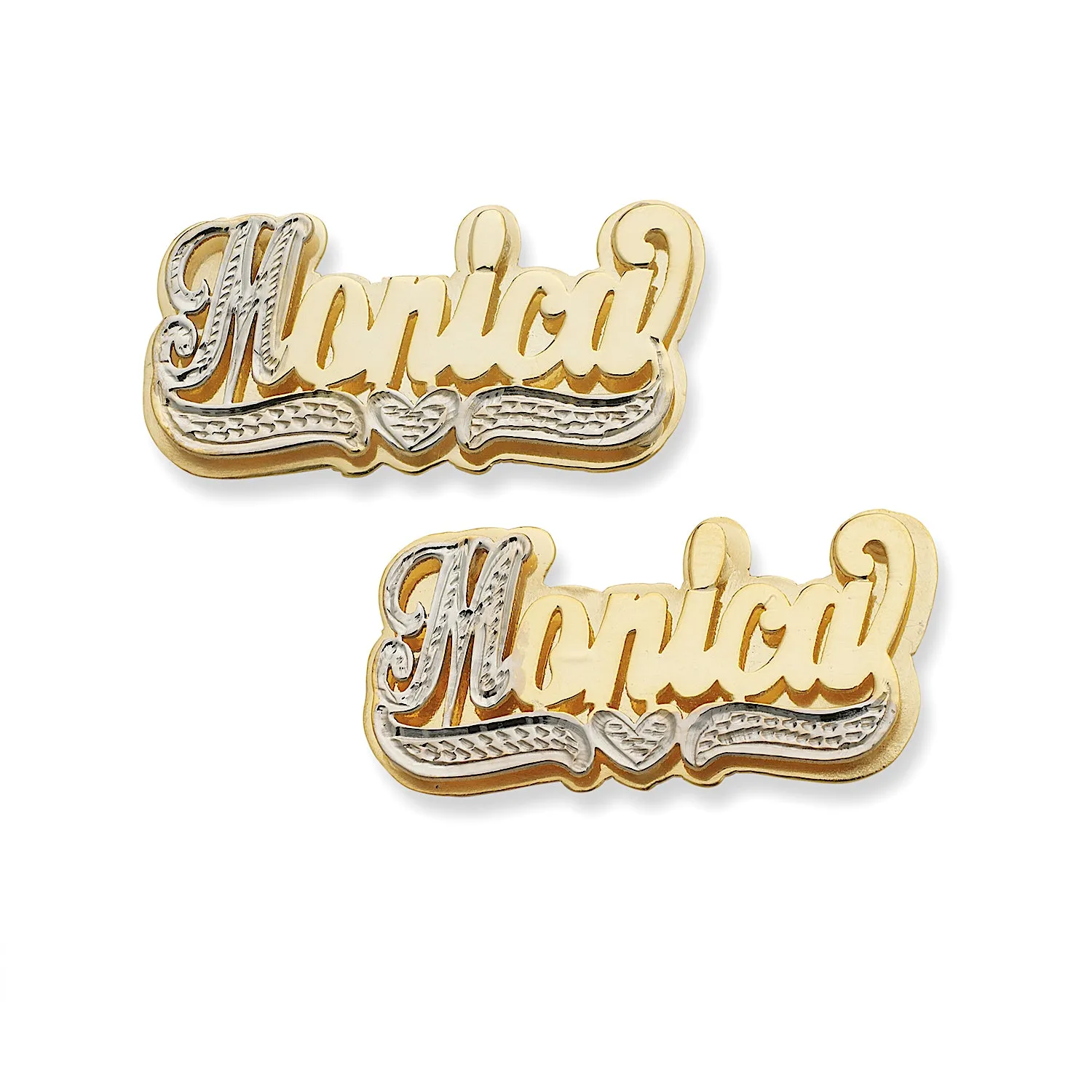 Better Jewelry Script Double 10K Gold Nameplate Stud Earrings