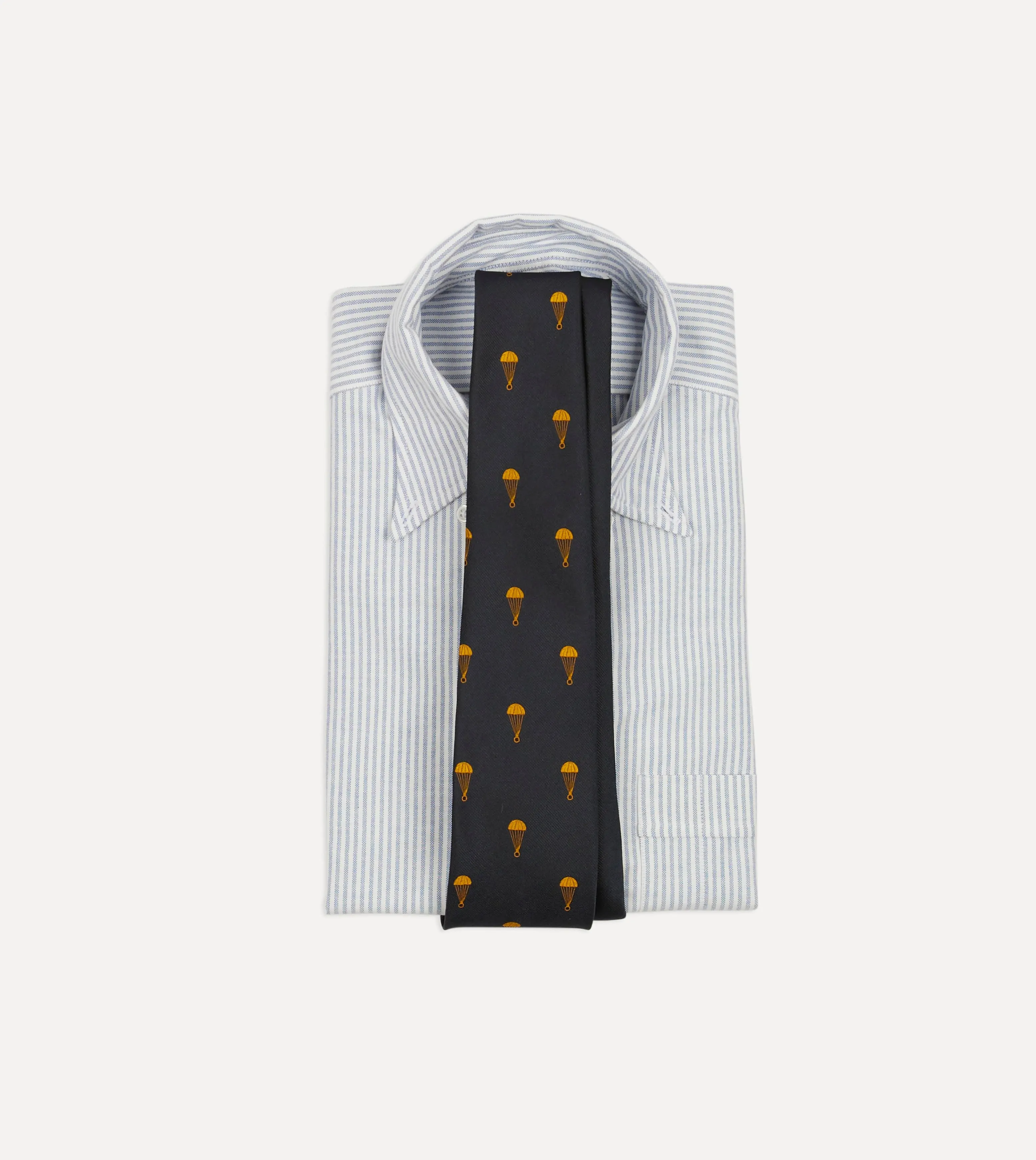 Black and Gold Parachute Motif Silk Tipped Tie